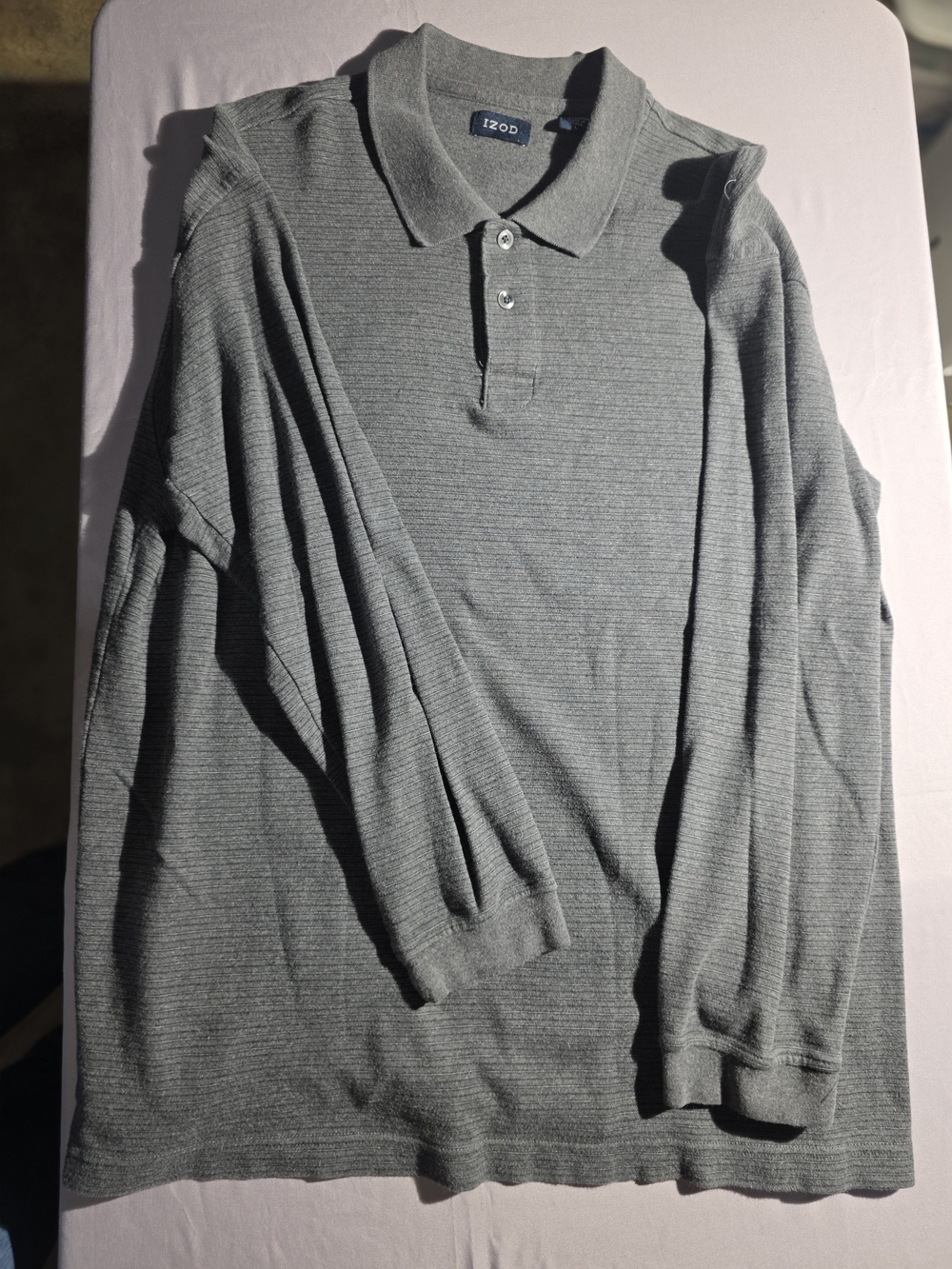 Izod Men's Long-Sleeve Polo in Heather Gray